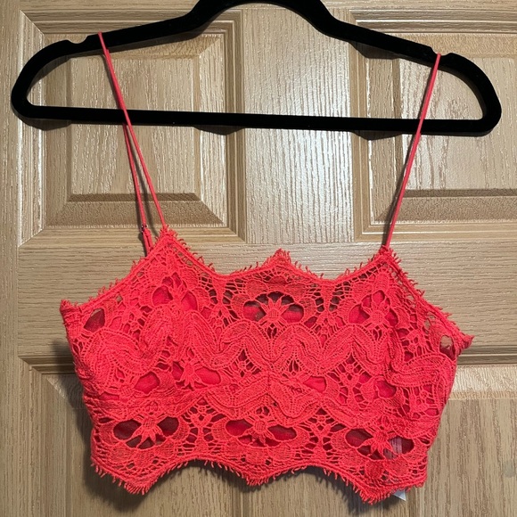 Free People One Athena Red Lace Bralette NWOT Boho Gypsy Festival Small - Picture 1 of 9